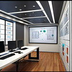 **

"Architectural electrical design competition entry showcasing a smart building electrical system, highlighting energy efficiency and innovative technology. Include CAD drawings and a presentation board with a confident engineer."

**