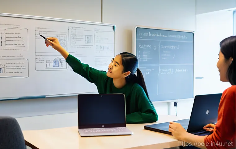 건축전기설비기사 최신 기출문제 다운로드 방법 - A modern East Asian female student, in her early 30s, is comfortably yet professionally studying for...