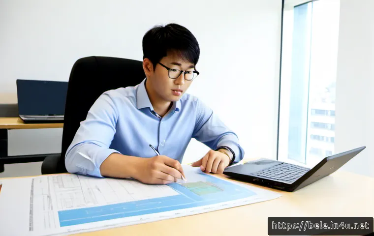 건축전기설비기사 취업과 대학원 진학 비교 - Photorealistic split-career scene for an electrical building systems engineer: a young adult profess...